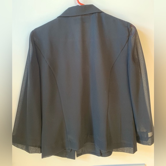 Danny & Nicole Black Blazer Button Down Dress Jacket with sheer sleeves 8P - Picture 3 of 6